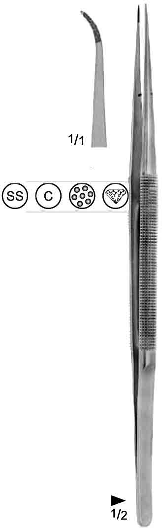 SERAMİK KAPLI MİKRO SUTUR PENSETİ DİŞLİ 0.8MM EĞRİ 18CM